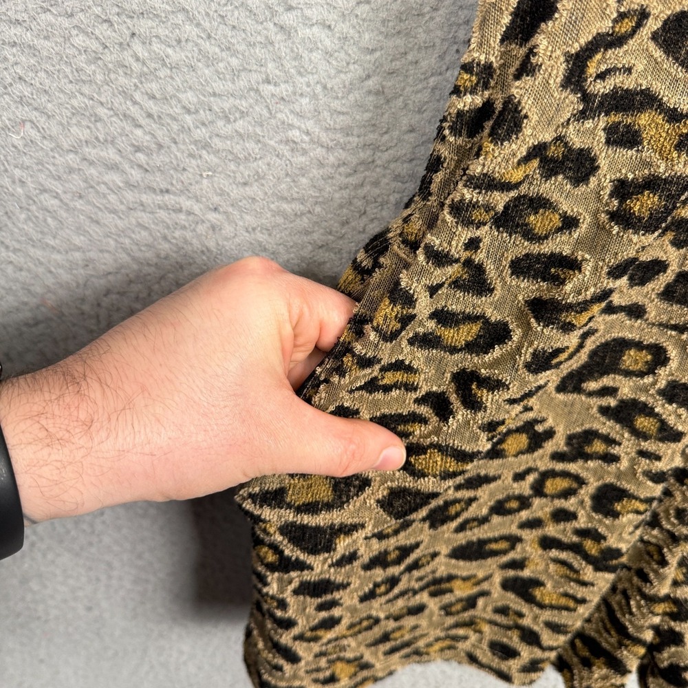 Free People Romper Women XS Brown Leopard Cheetah Print Jumpsuit Terrycloth Boho - Picture 7 of 14